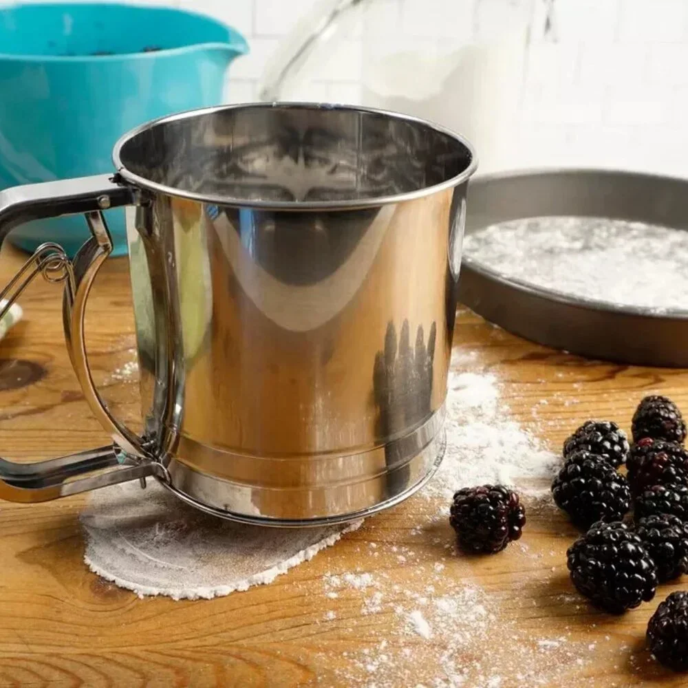 Triple Mesh Stainless Steel Flour Sifter - 5 Cup